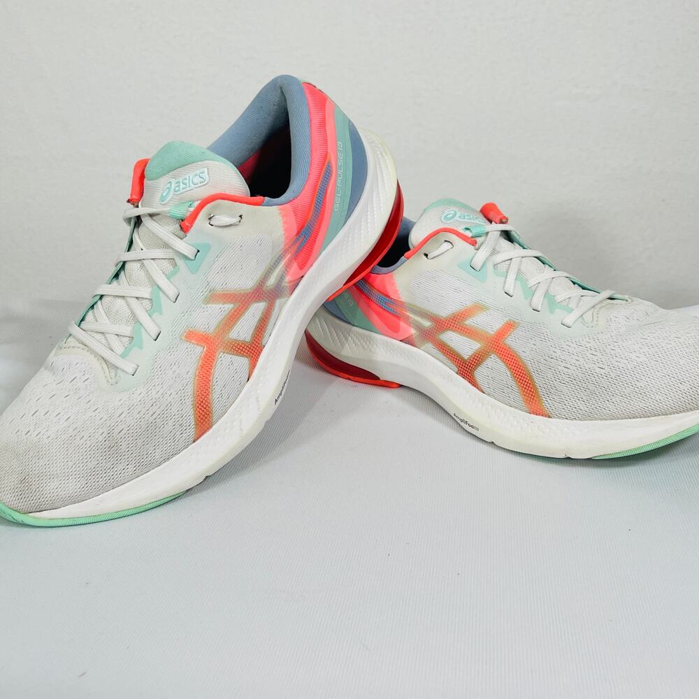 ASICS Sneaker Womens 9.5 White Pink Blue GEL-PULSE 13 Running Trainers Shoes